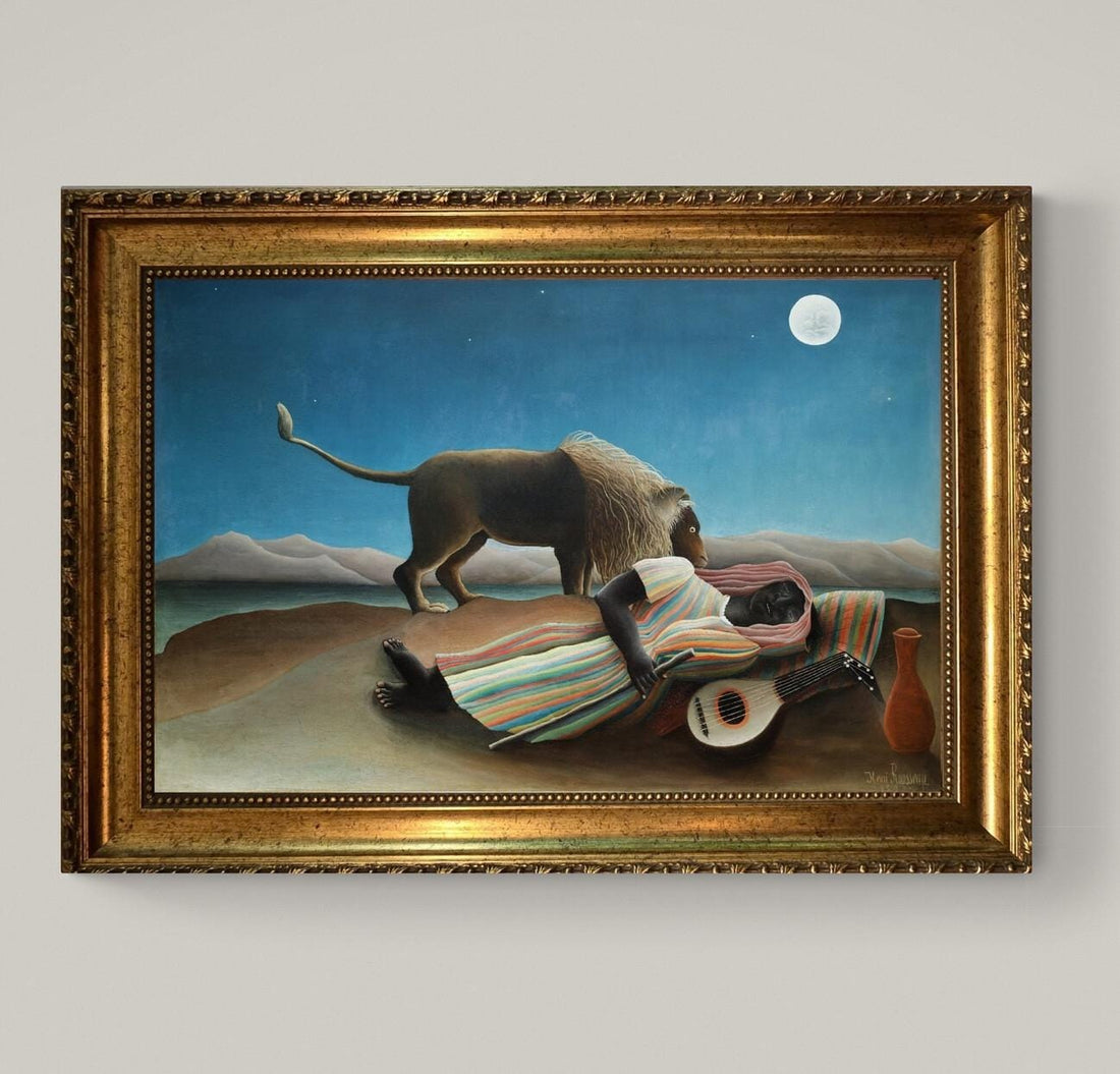 The Sleeping Gypsy Canvas Print, Henri Rousseau Style, Brush Strokes FOSHE ART