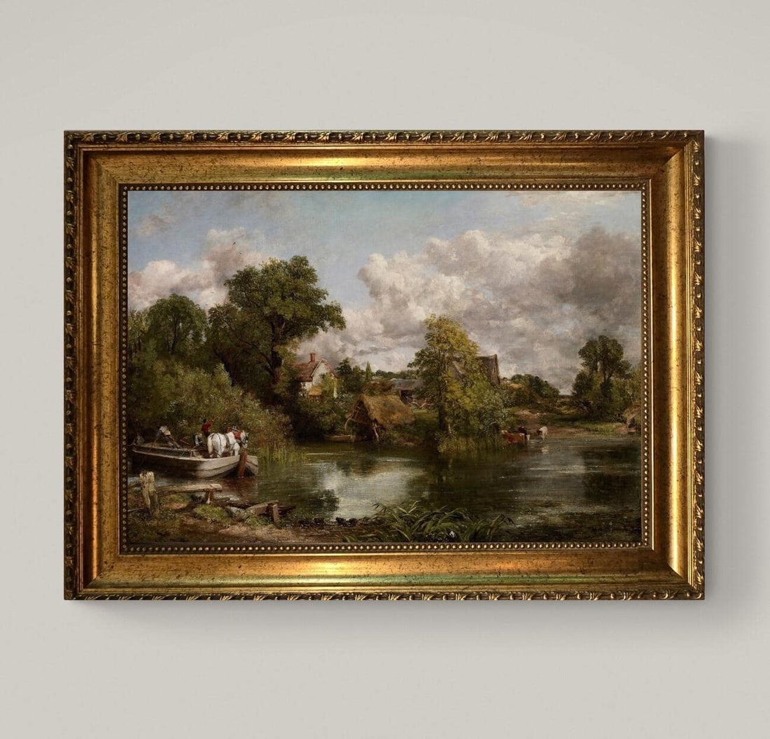 John Constable "The White Horse" 3D Canvas Print: Vintage Gold Frame, Brush Strokes FOSHE ART