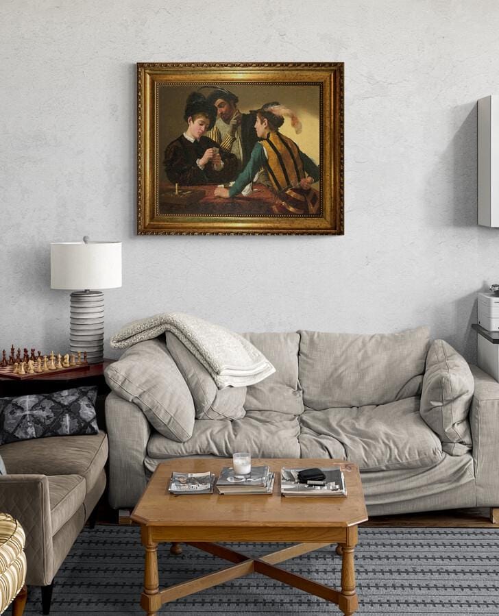 Cardsharps by Caravaggio, Canvas Print with 3D Brush Strokes texture FOSHE ART