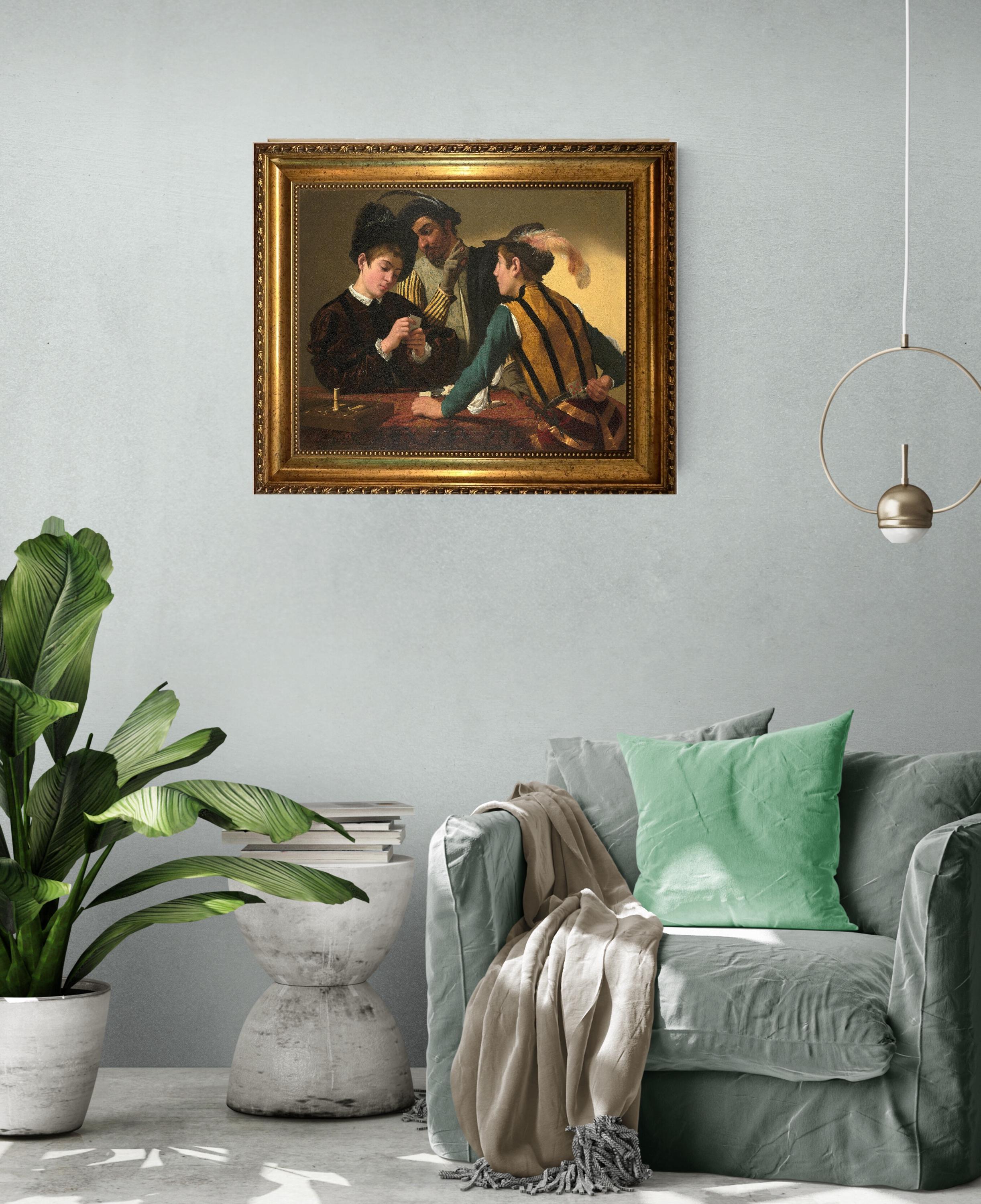 Cardsharps by Caravaggio, Canvas Print with 3D Brush Strokes texture FOSHE ART