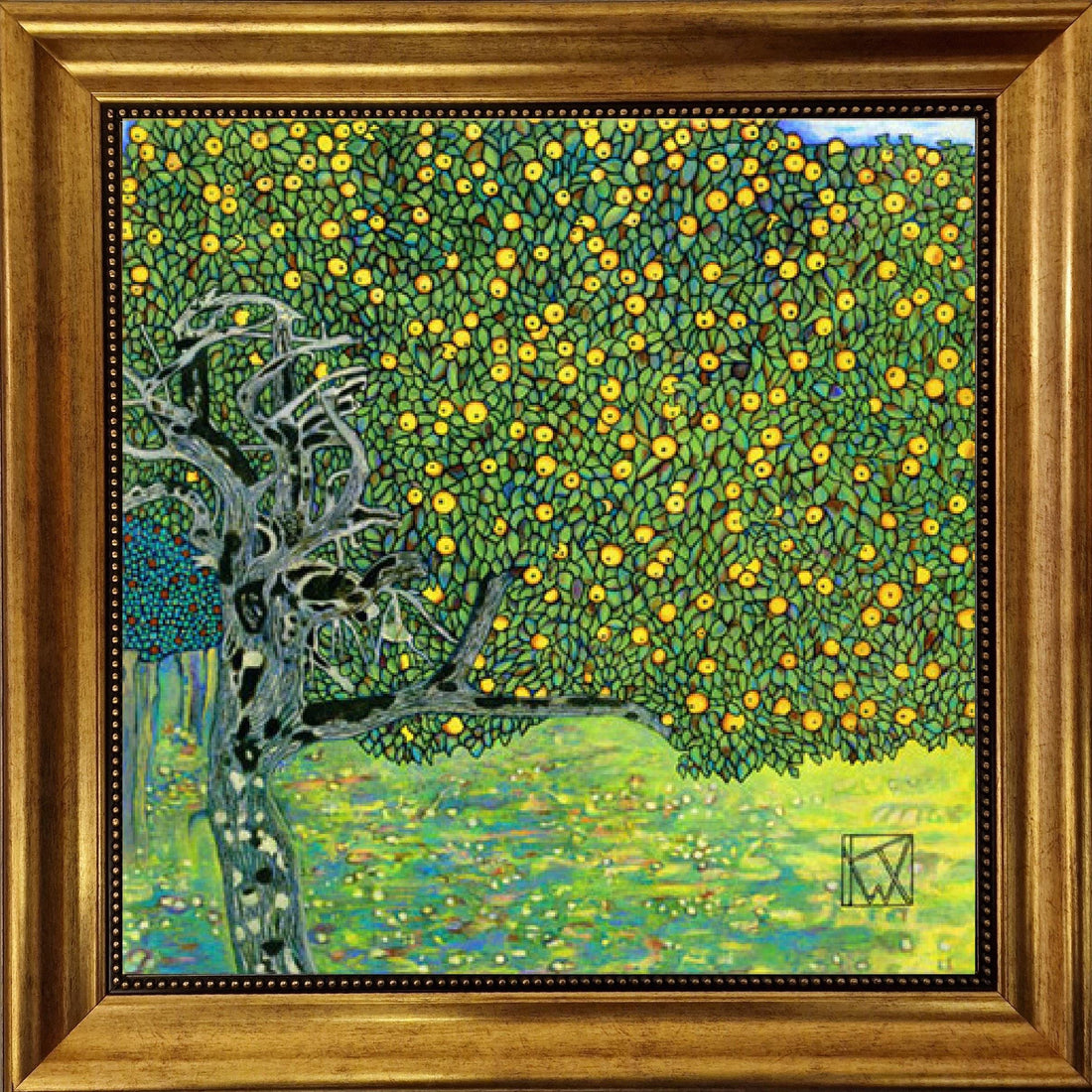 Gustav Klimt Golden Apple Tree, Giclee Canvas Print with Vintage Gold wooden Frame FOSHE ART