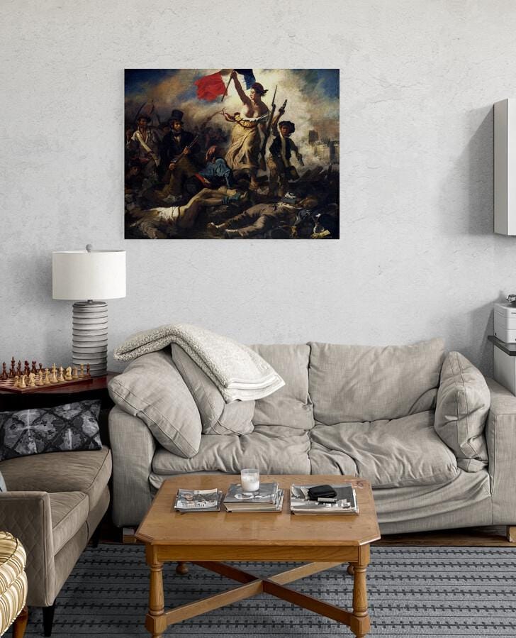 Delacroix Liberty Leading the People Canvas Art Print with Brush Strokes FOSHE ART