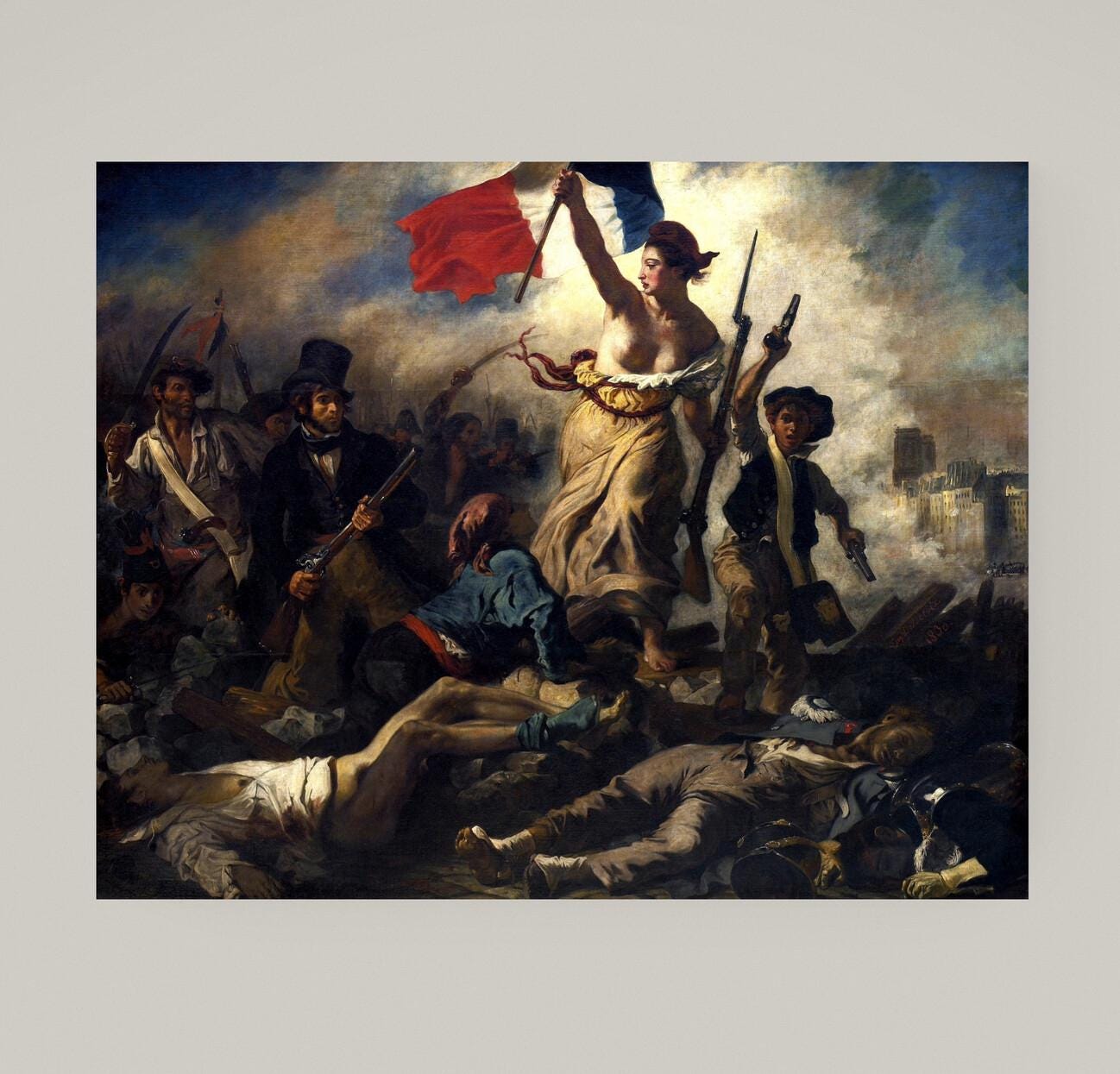 Delacroix Liberty Leading the People Canvas Art Print with Brush Strokes FOSHE ART
