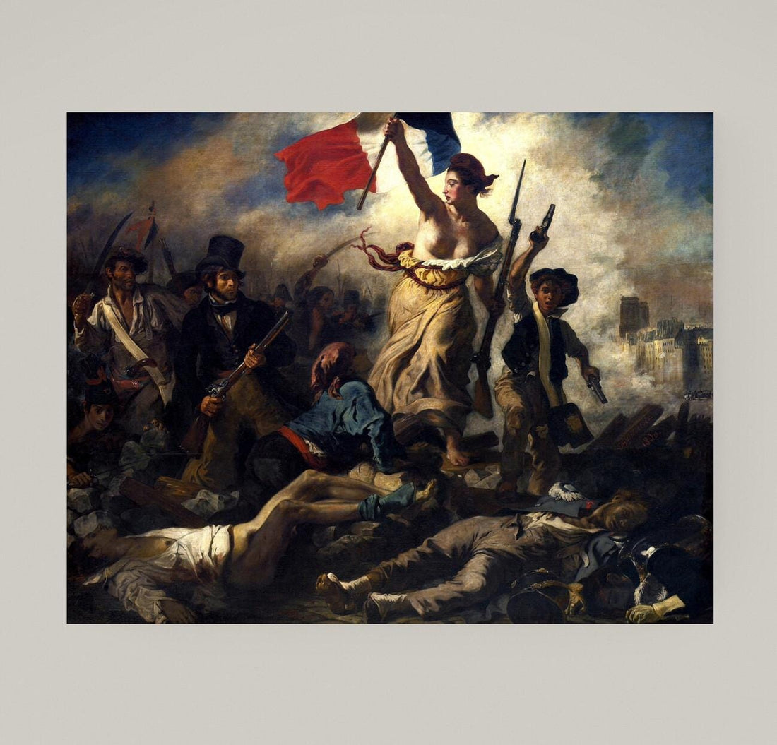 Delacroix Liberty Leading the People Canvas Art Print with Brush Strokes FOSHE ART