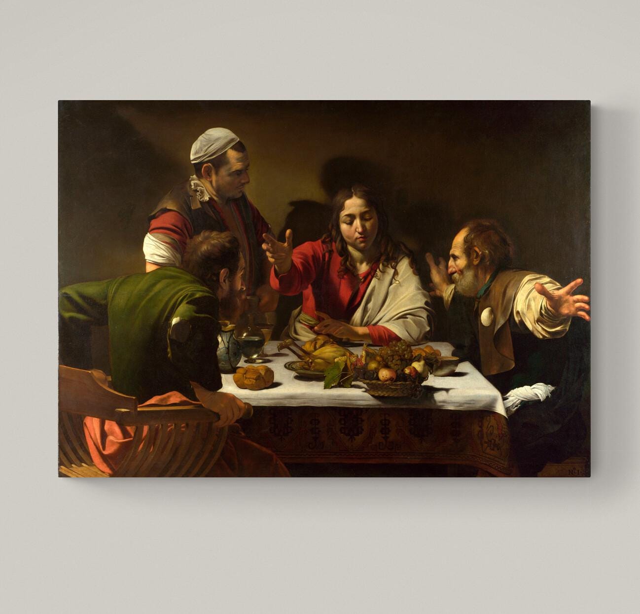 Supper at Emmaus Caravaggio Print: Giclée Canvas with Brush Stroke Texture FOSHE ART