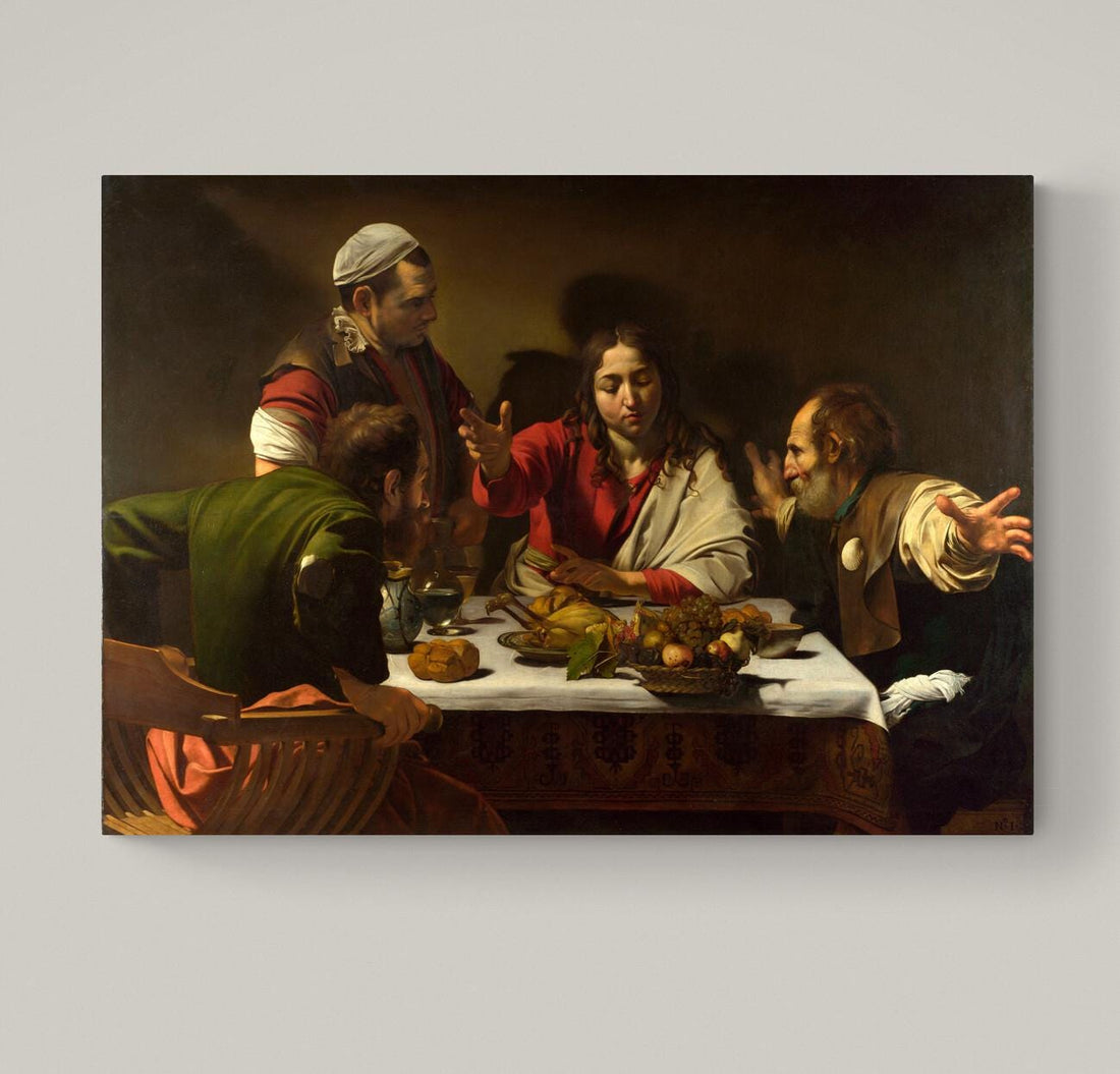 Supper at Emmaus Caravaggio Print: Giclée Canvas with Brush Stroke Texture FOSHE ART