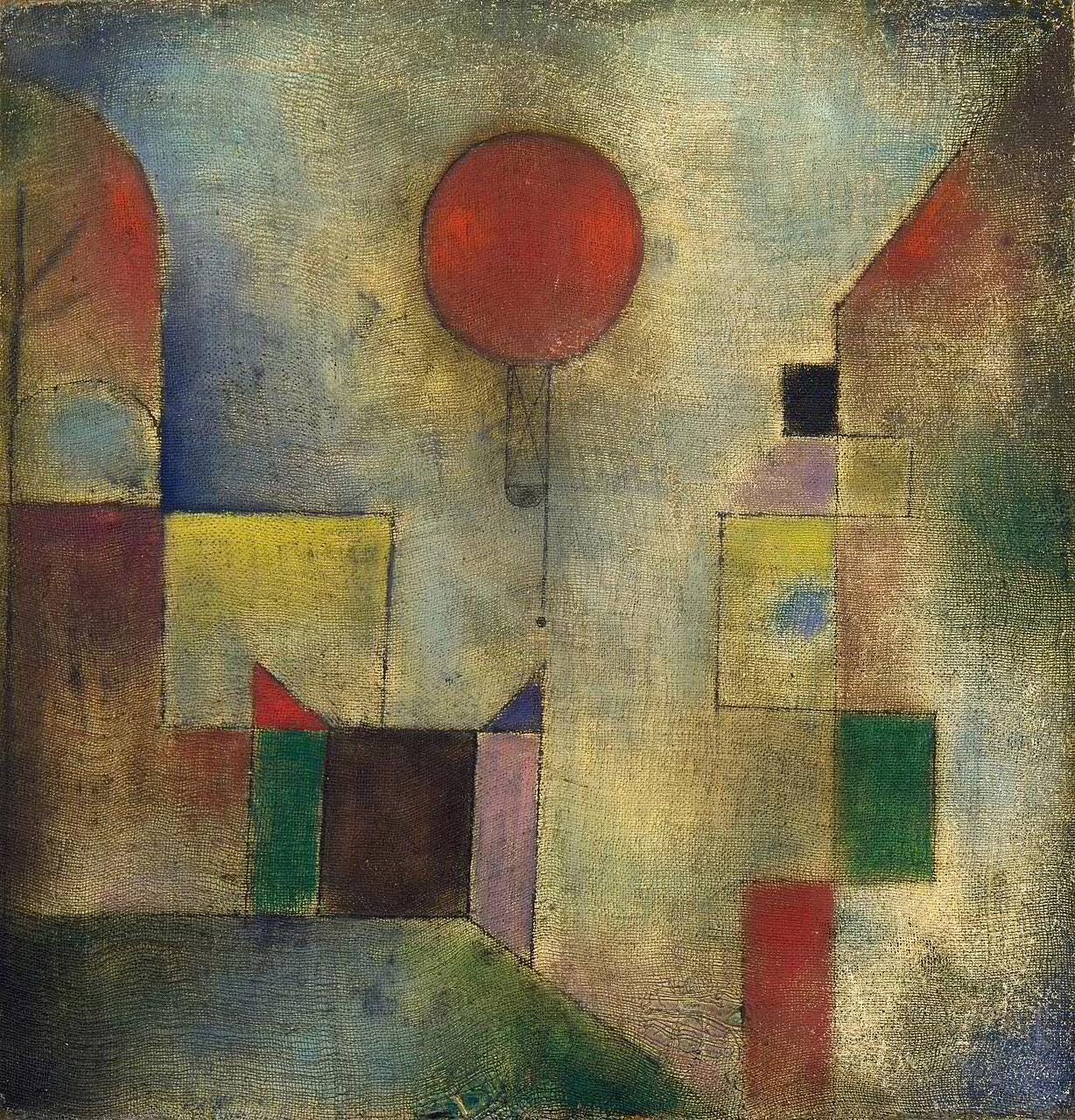 Paul Klee 'Red Balloon' Canvas Print, Vintage Gold Frame, Brush Strokes FOSHE ART