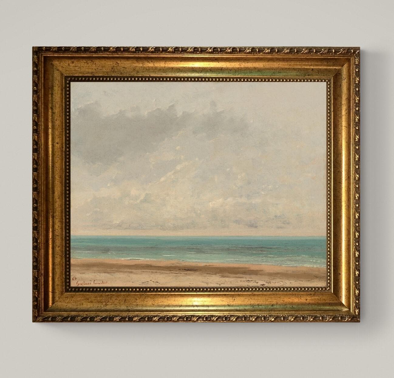 Gustave Courbet "Calm Sea" 3D Canvas Print, Brush Strokes FOSHE ART