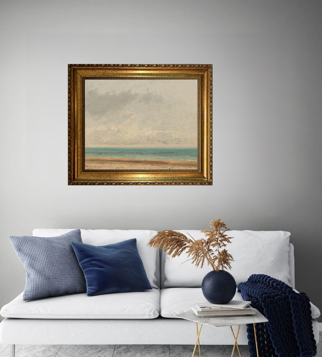 Gustave Courbet "Calm Sea" 3D Canvas Print, Brush Strokes FOSHE ART