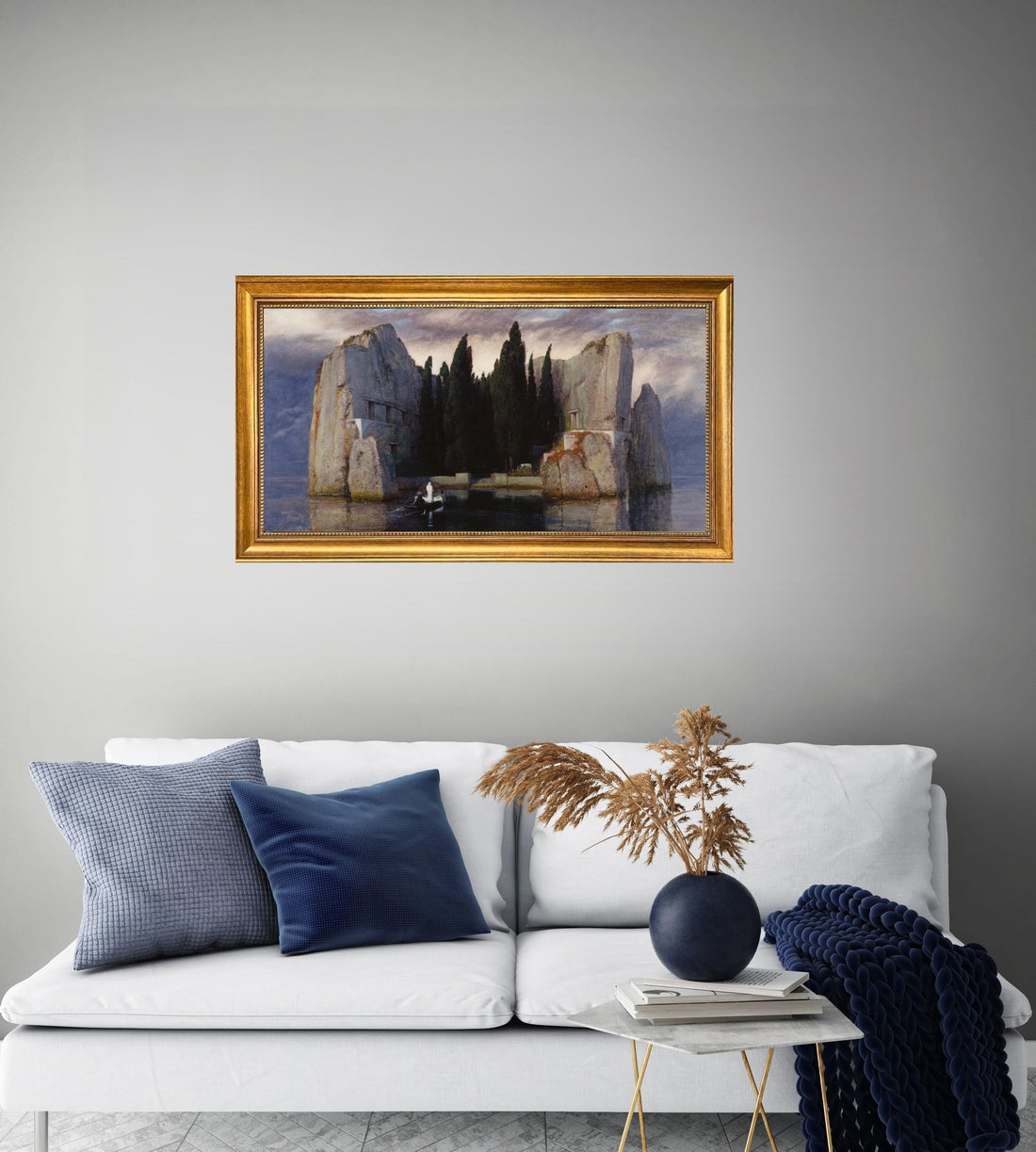 Isle of the Dead Print, Arnold Böcklin, Canvas Print with Brush Strokes and Vintage Golden Frame FOSHE ART