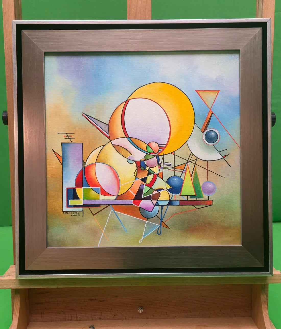 The Scandinavian Sunset – original Oil Painting by Robert Zietara  | modern 3D silver frame FOSHE ART