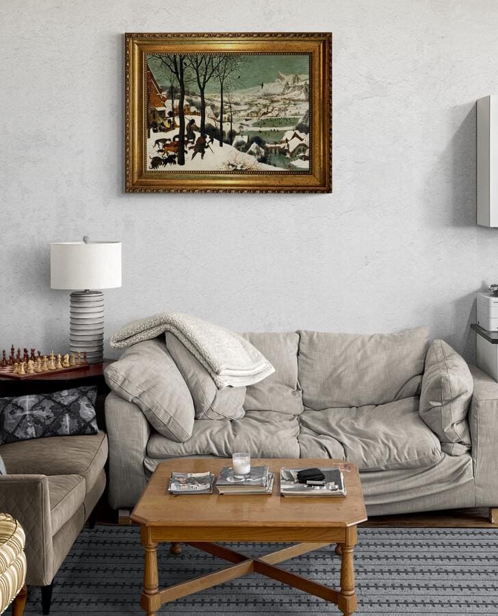 Bruegel Hunters in the Snow: Canvas Print, 3D Hand Finished Art with Brush Strokes FOSHE ART