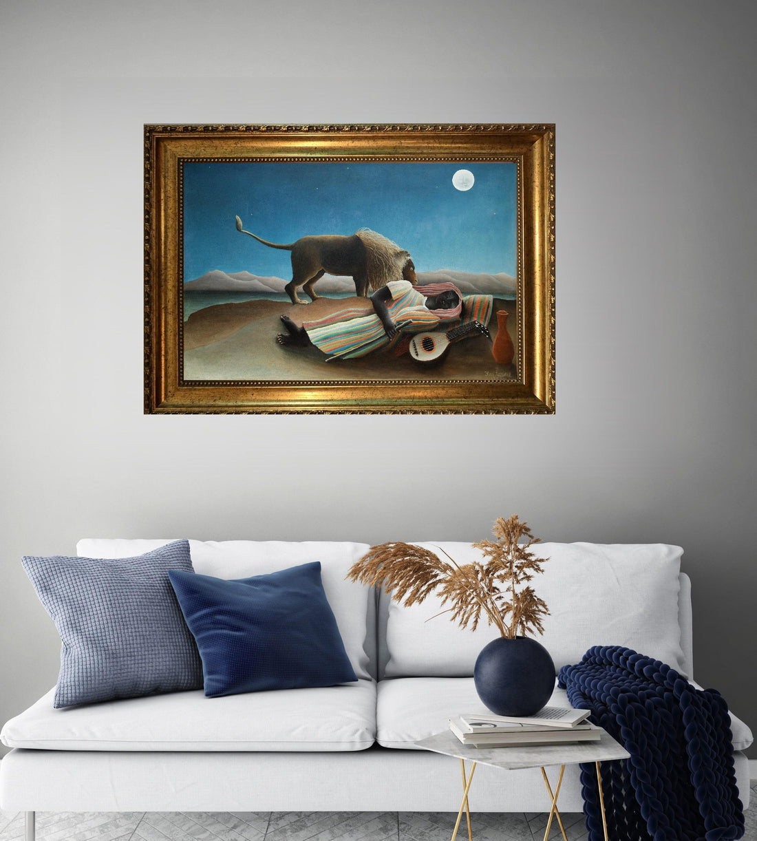 The Sleeping Gypsy Canvas Print, Henri Rousseau Style, Brush Strokes FOSHE ART