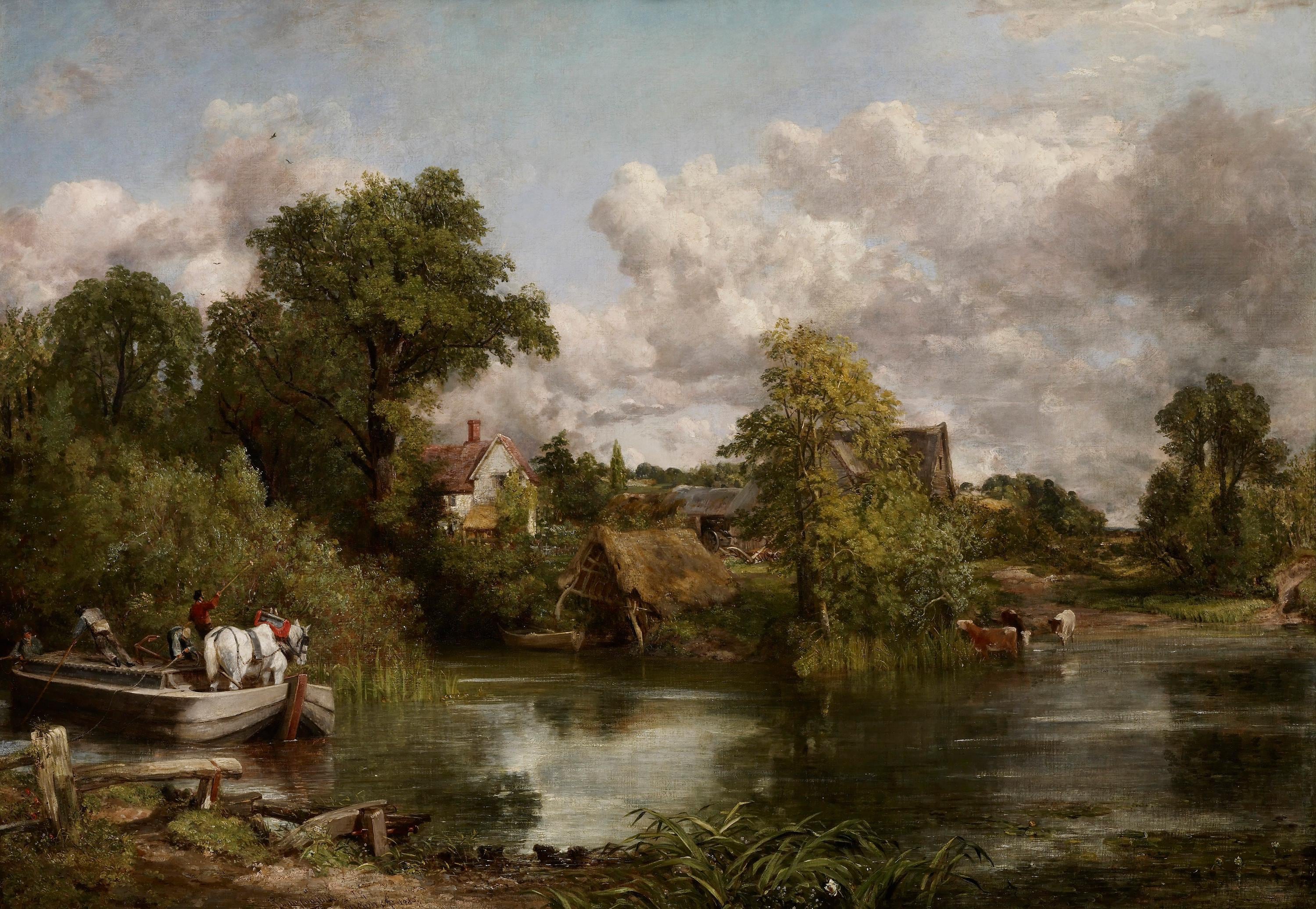 John Constable "The White Horse" 3D Canvas Print: Vintage Gold Frame, Brush Strokes FOSHE ART