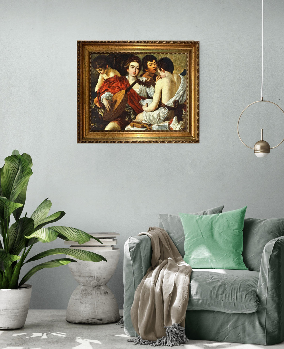 Caravaggio 'The Musicians' 3D Canvas Print with Vintage Gold Frame, Brush Strokes FOSHE ART