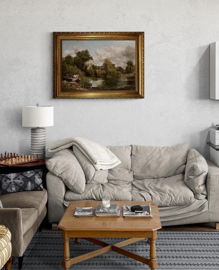 John Constable "The White Horse" 3D Canvas Print: Vintage Gold Frame, Brush Strokes FOSHE ART