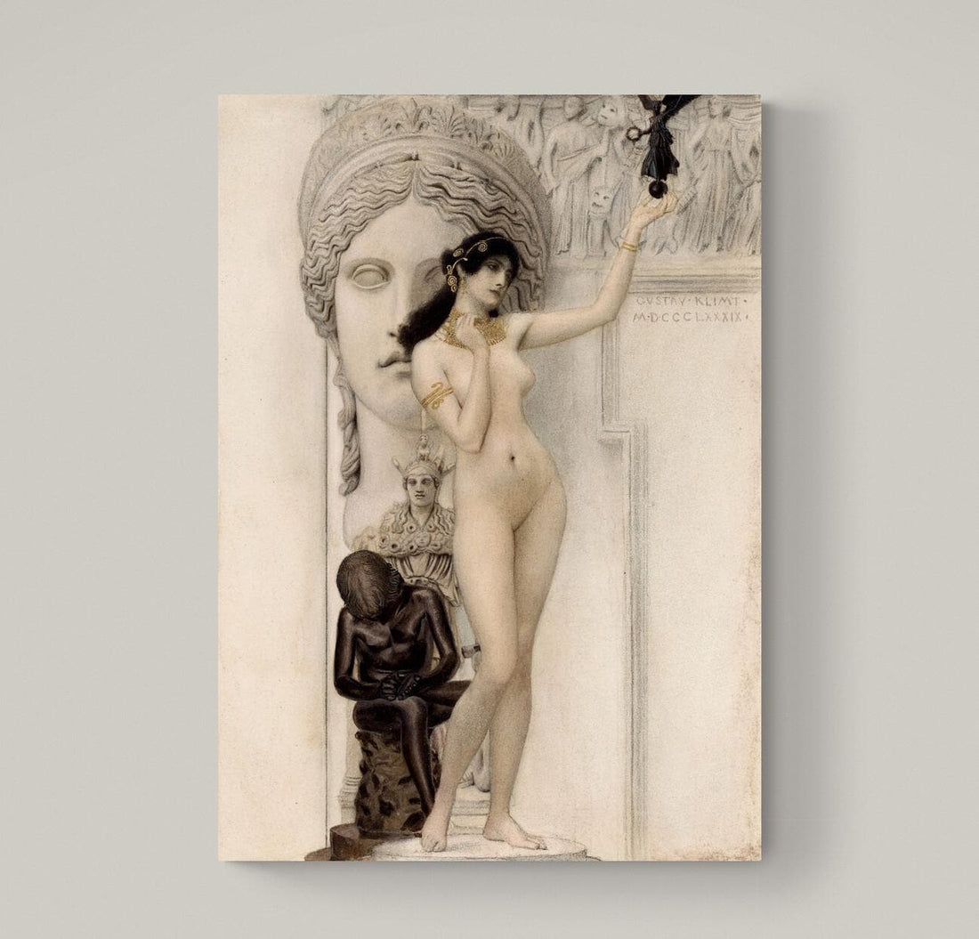 Klimt Allegory of Sculpture 3D Print Reproduction on Canvas with brush strokes FOSHE ART