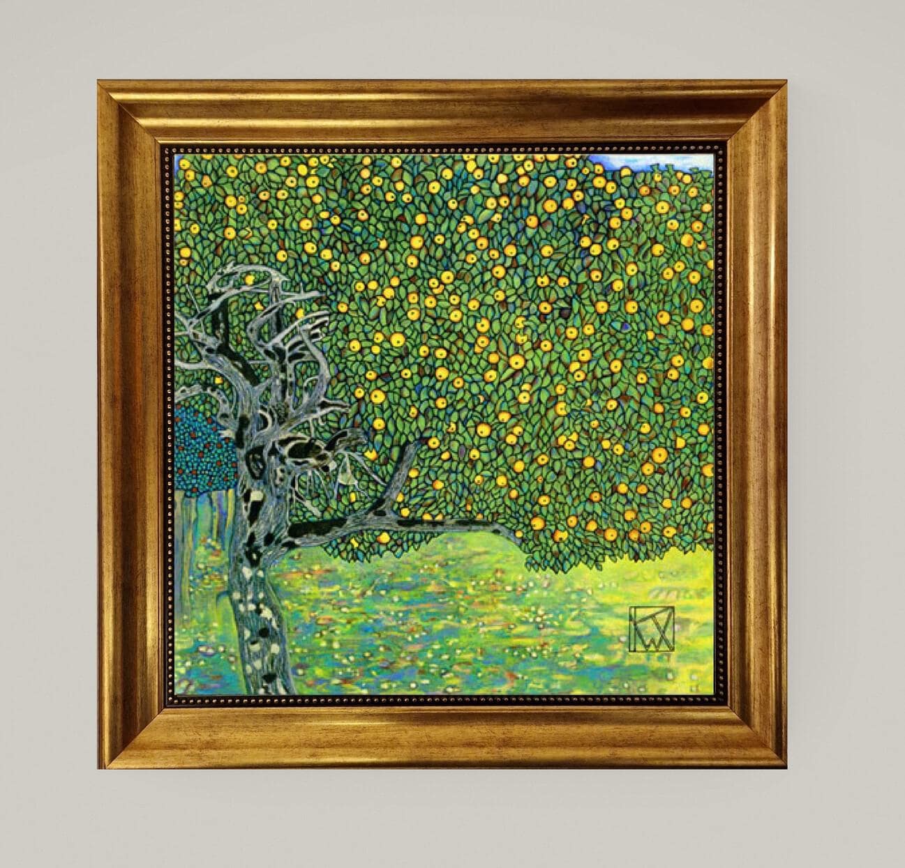 Gustav Klimt Golden Apple Tree, Giclee Canvas Print with Vintage Gold wooden Frame FOSHE ART