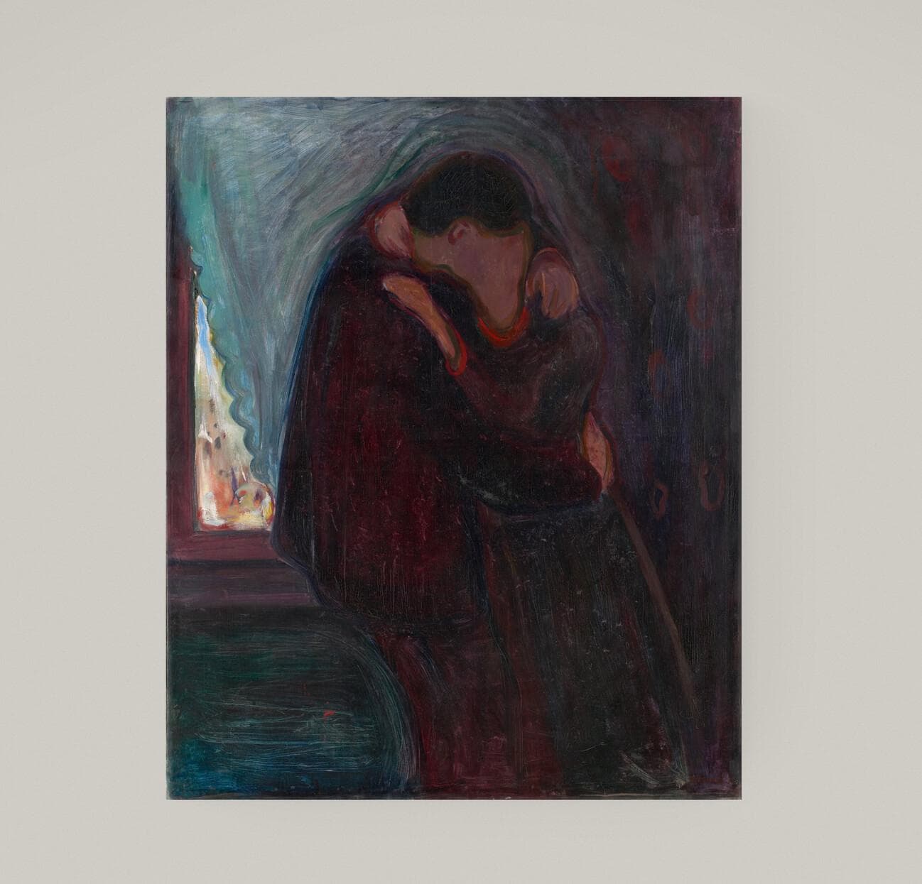 The Kiss - Edvard Munch Canvas Print with Golden Vintage Frame FOSHE ART