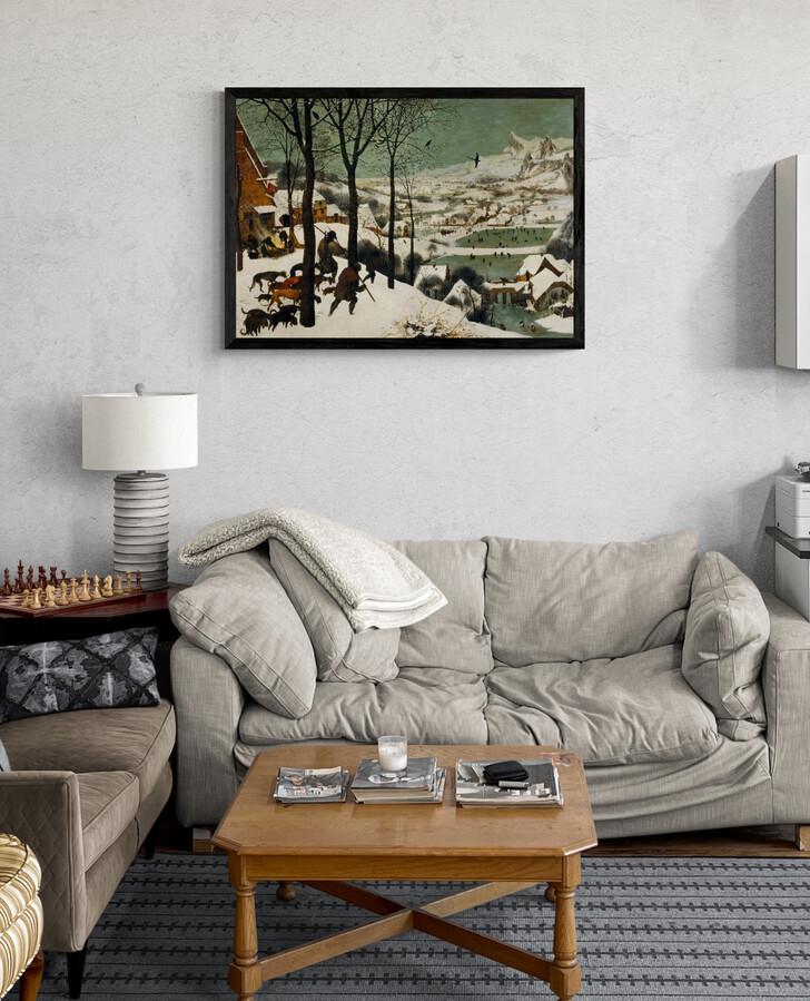 Bruegel Hunters in the Snow: Canvas Print, 3D Hand Finished Art with Brush Strokes FOSHE ART
