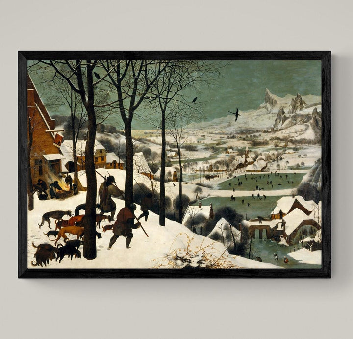 Bruegel Hunters in the Snow: Canvas Print, 3D Hand Finished Art with Brush Strokes FOSHE ART