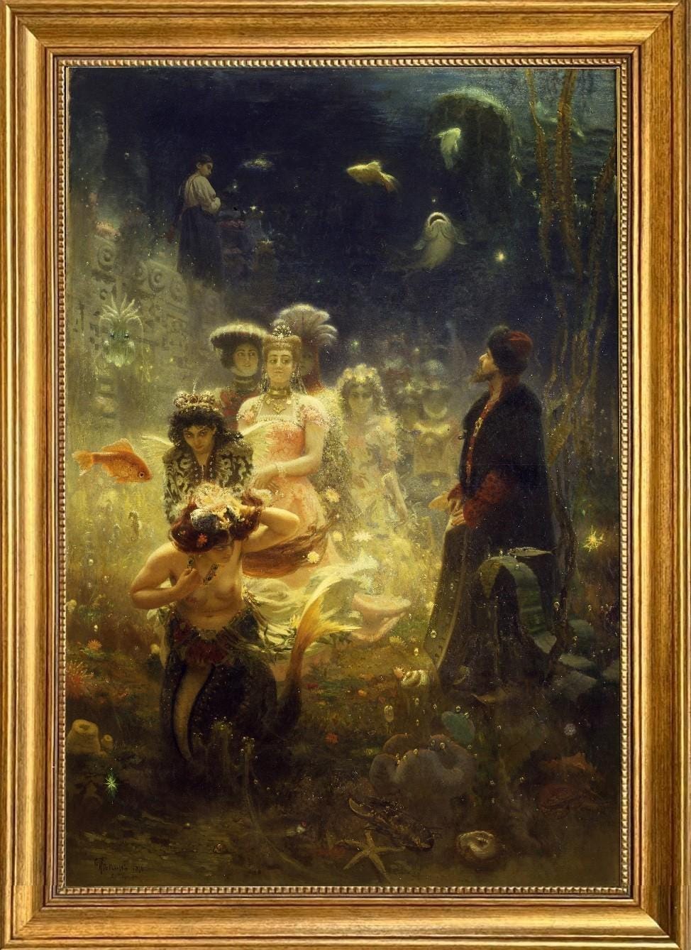 Ilya Repin - Sadko (1876) Vintage Golden Frame and Brush Strokes FOSHE ART