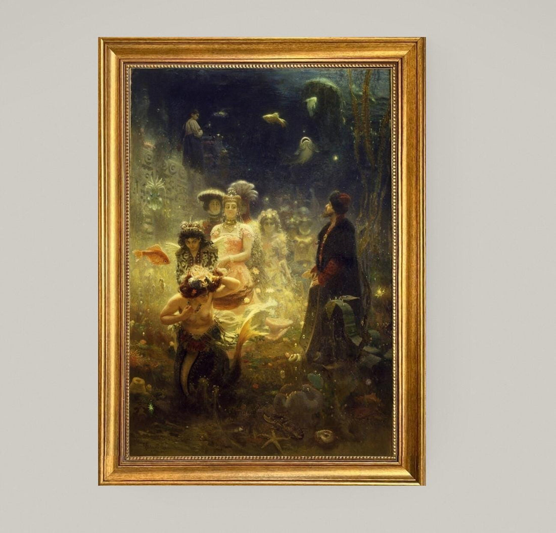 Ilya Repin - Sadko (1876) Vintage Golden Frame and Brush Strokes FOSHE ART