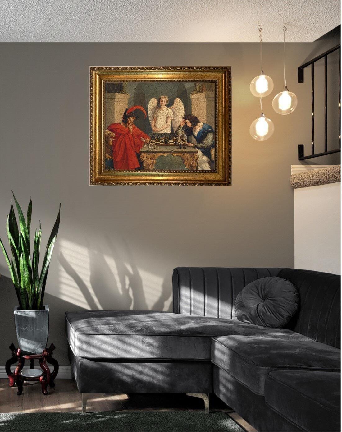 Faust and Mephistopheles Playing Chess Print: Moritz Retzsch Giclée Art FOSHE ART