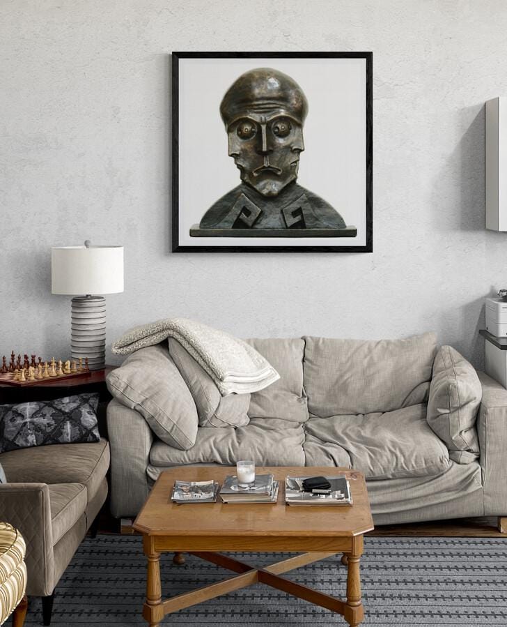 The Sphinx - The mystery by Boleslaw Biegas, Art Deco Print | Hand-Finished Framed Canvas FOSHE ART