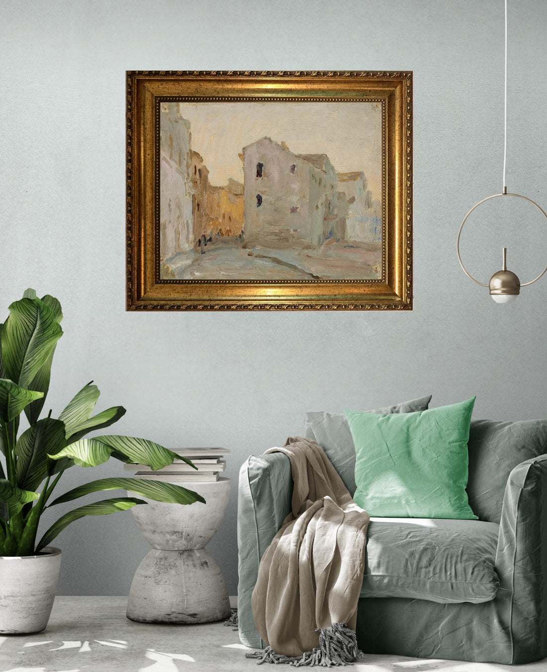 Syracuse Italy Cityscape Art Print, Gold Frame, Vintage Style FOSHE ART