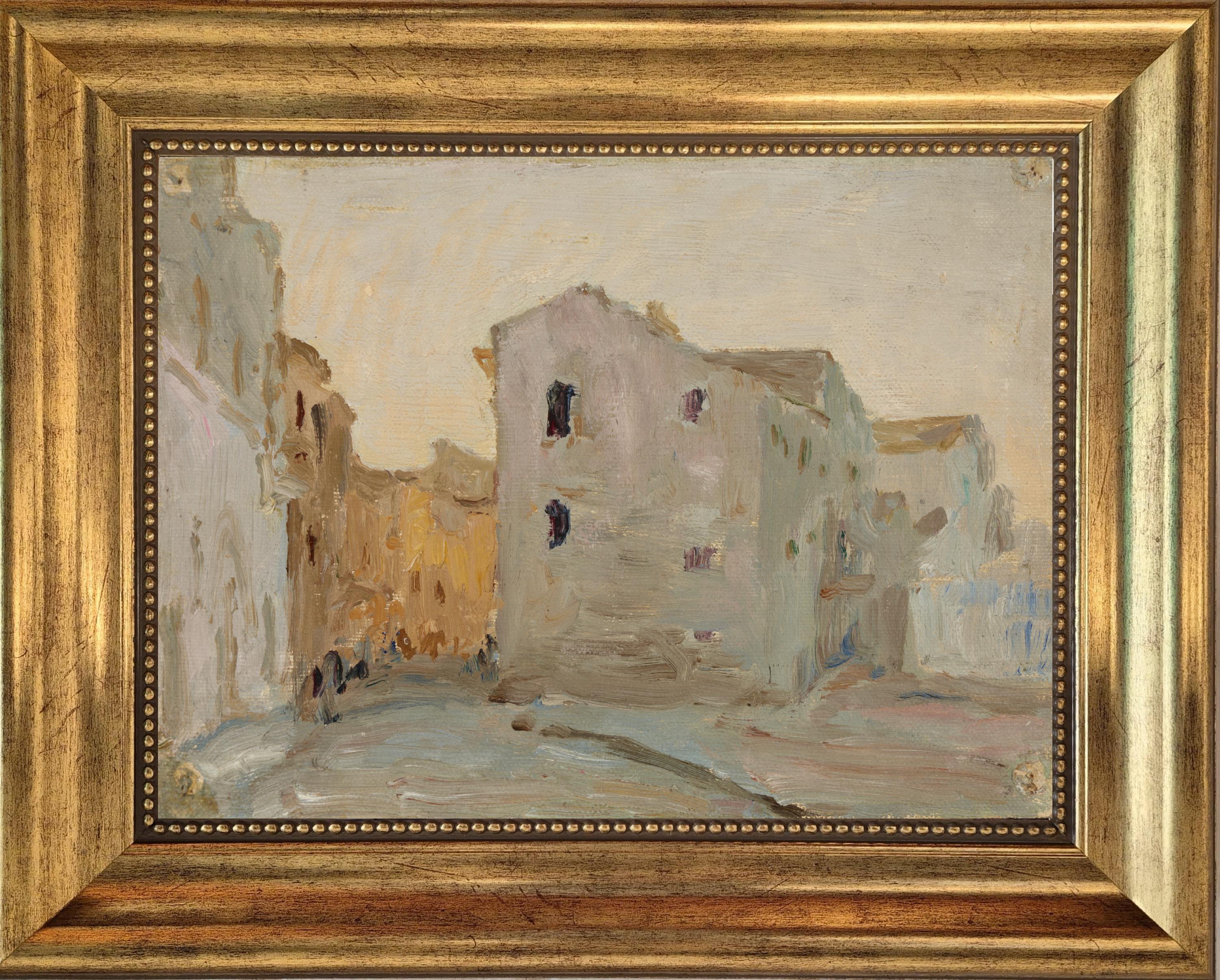 Syracuse Italy Cityscape Art Print, Gold Frame, Vintage Style FOSHE ART