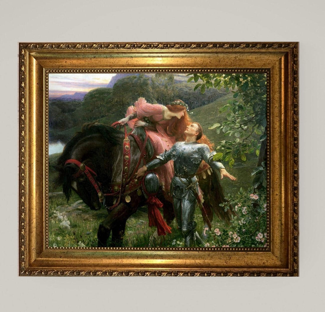 Frank Dicksee "La Belle Dame sans Merci" Framed Canvas Print, Golden Frame FOSHE ART