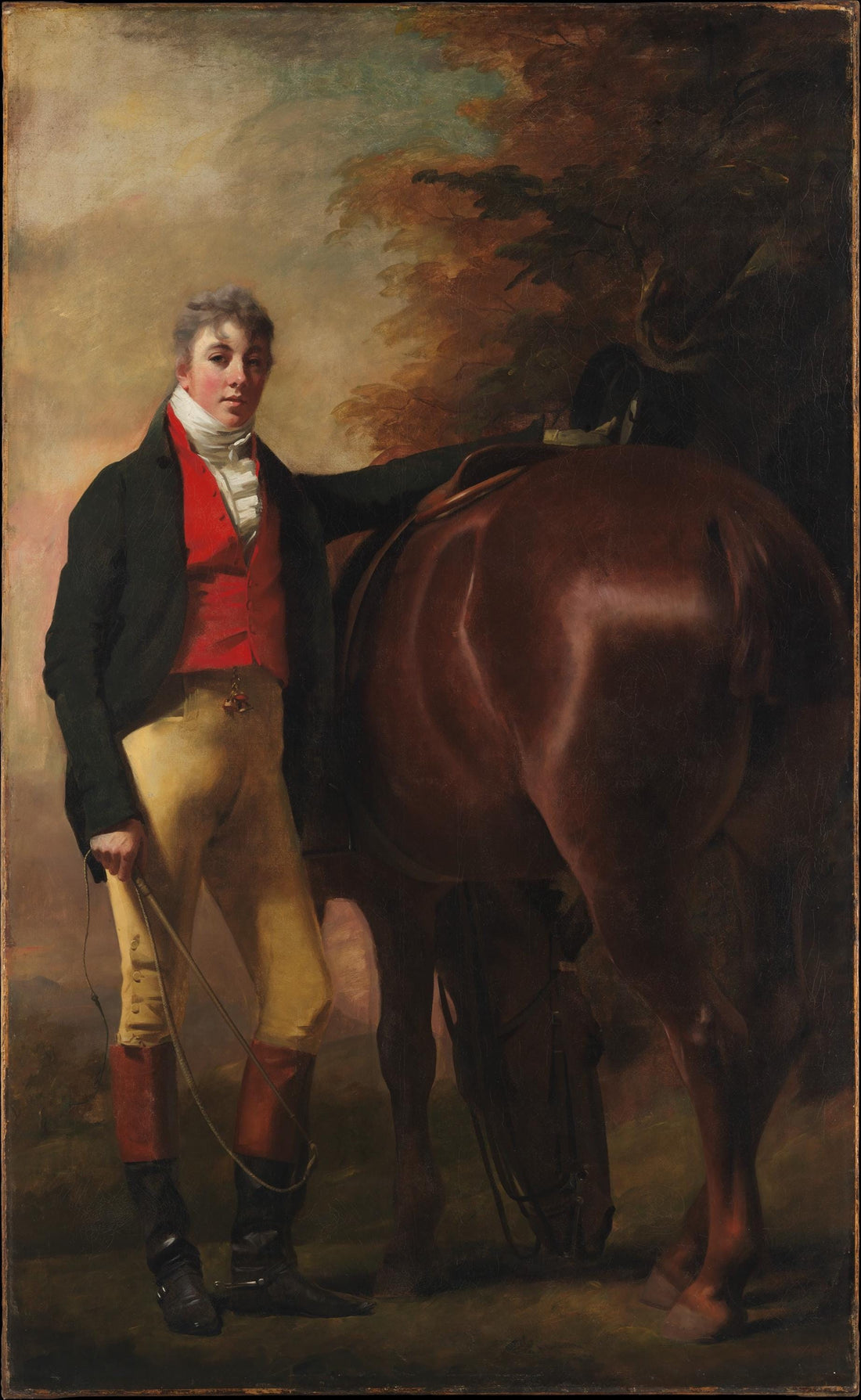 Victorian Hunting Scene Canvas Art Print, Golden Frame, Brush Strokes FOSHE ART