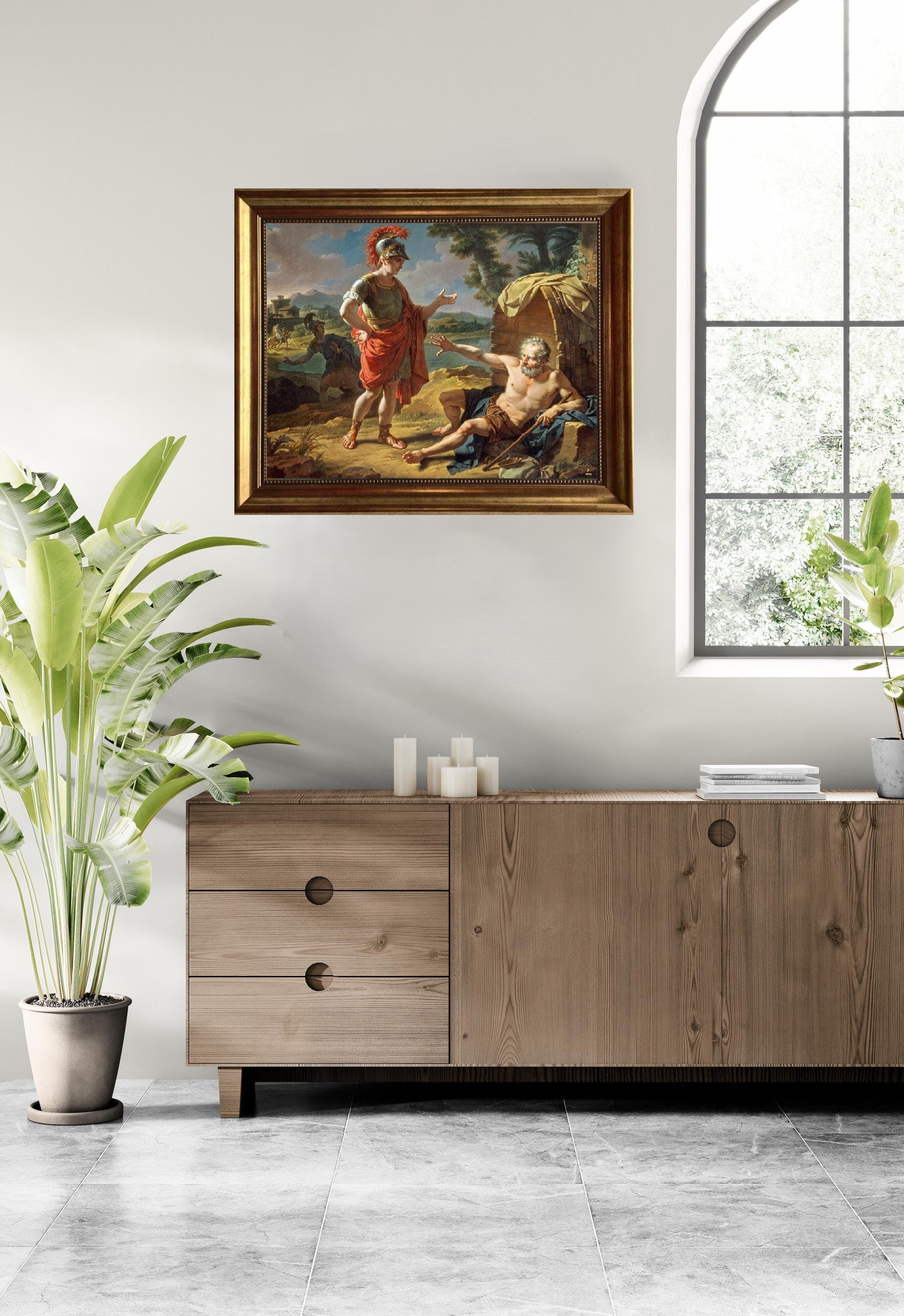 Alexander and Diogenes Canvas Print | Gold Frame, Brush Strokes FOSHE ART