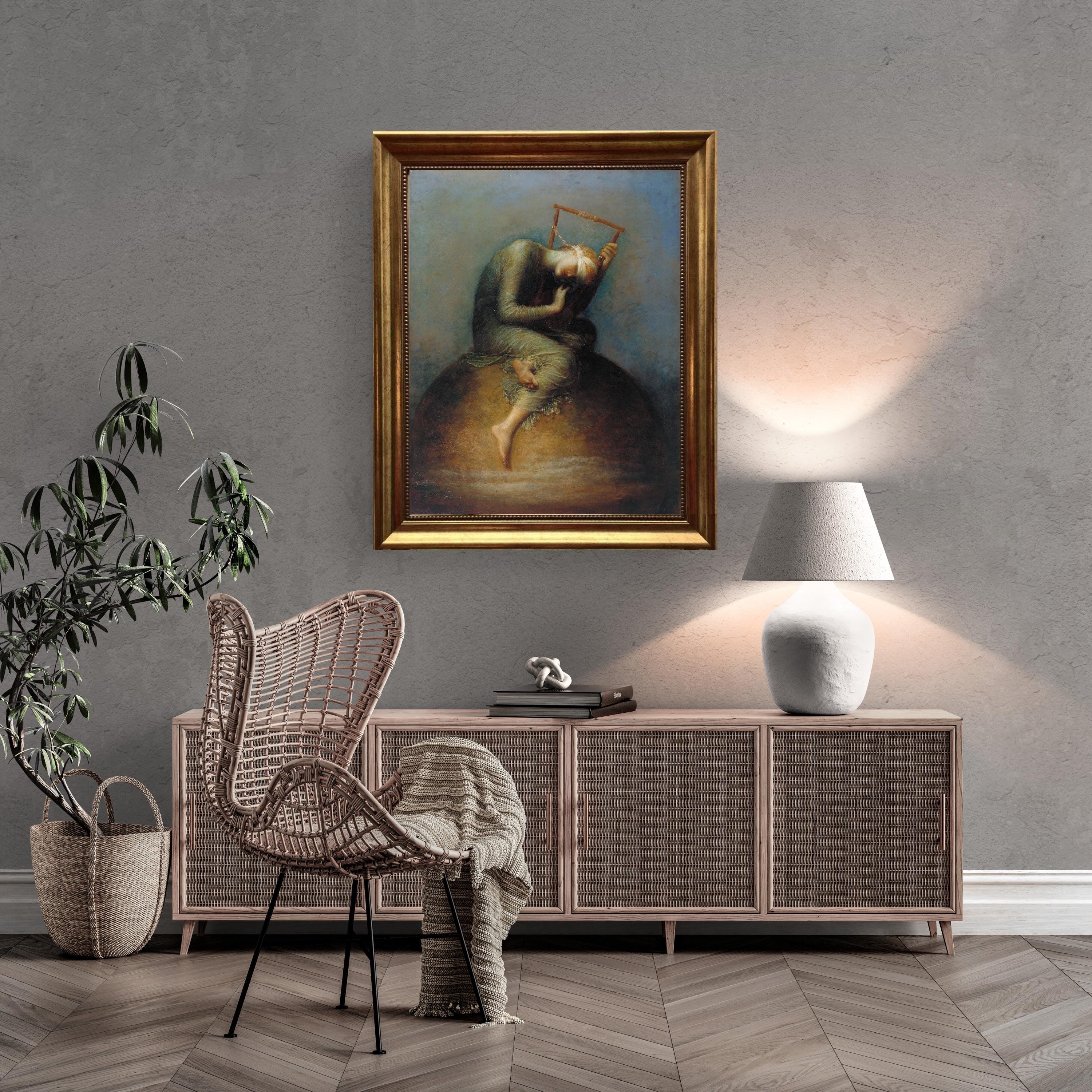 Hope by George Frederic Watts – Vintage Golden Frame and Brush Strokes FOSHE ART