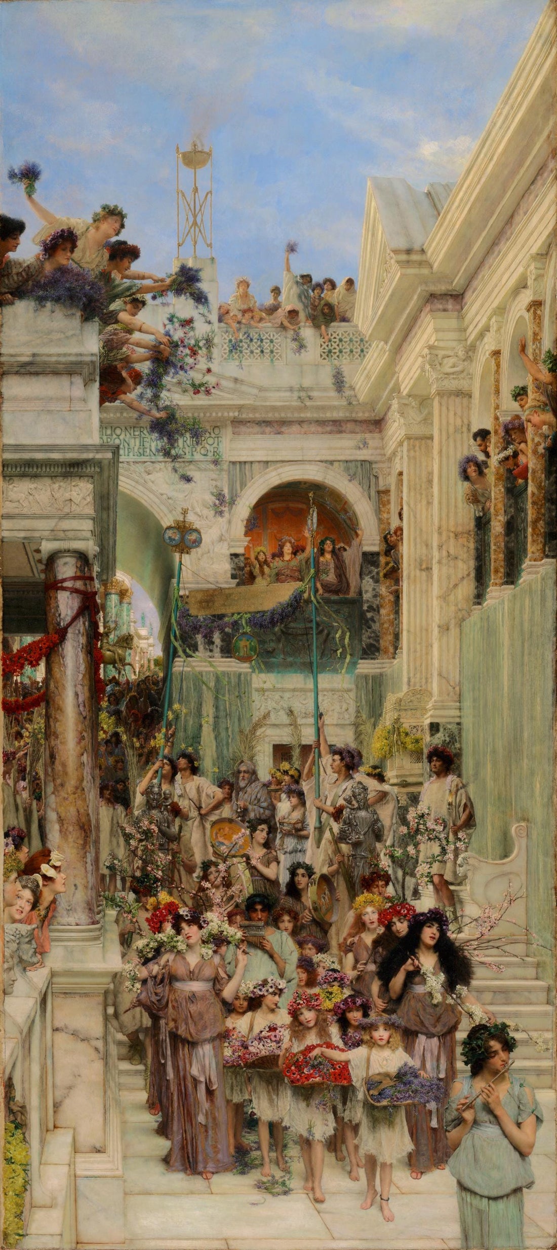 Spring by Lawrence Alma-Tadema, Canvas Print with Brush Strokes, Gold Wooden Frame, Museum Quality FOSHE ART