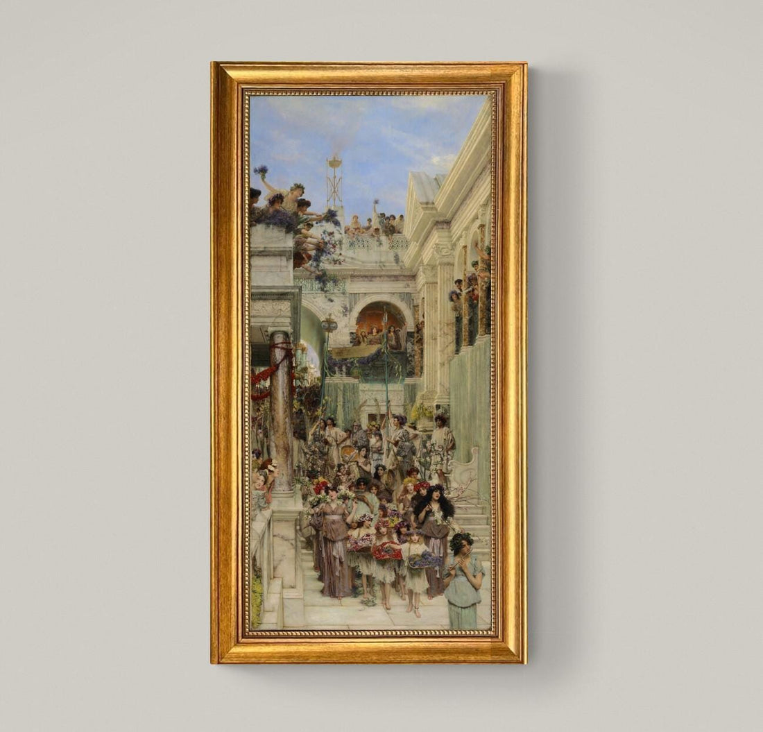Spring by Lawrence Alma-Tadema, Canvas Print with Brush Strokes, Gold Wooden Frame, Museum Quality FOSHE ART