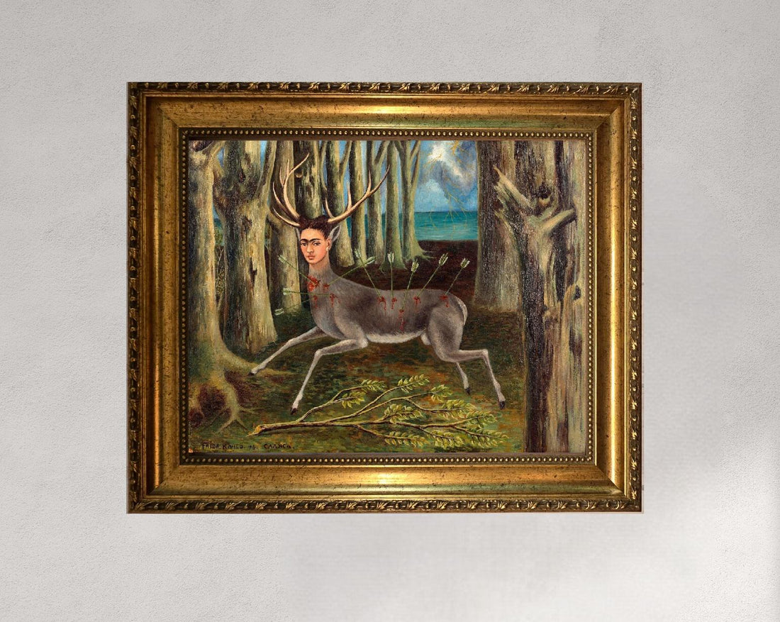 Frida Kahlo - Wounded Deer |  Canvas Print Museum Quality with Brush Strokes | Gold Wooden Frame FOSHE ART