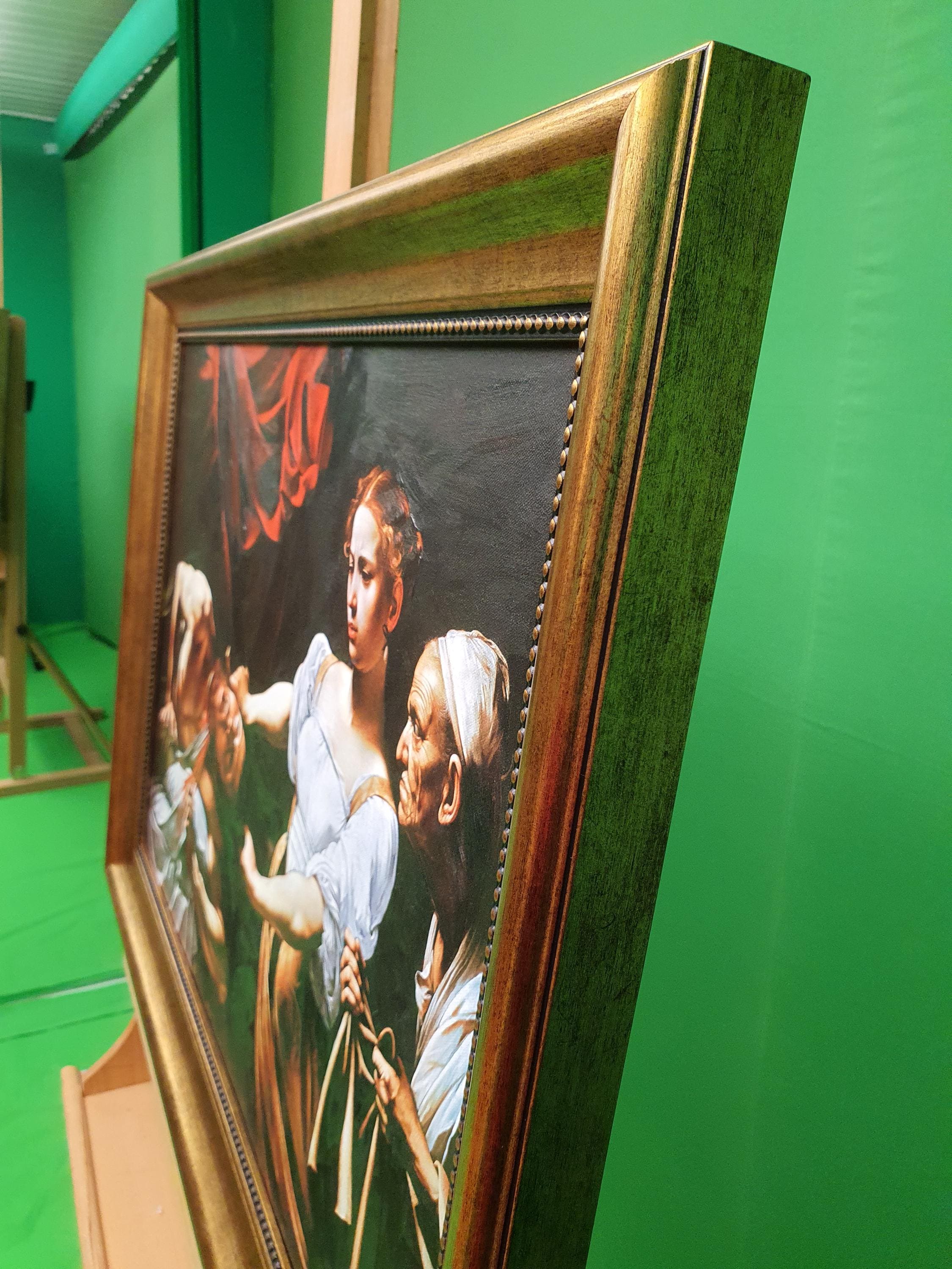 Caravaggio's Saint Jerome Writing: 3D Canvas Print, Hand-Finished brush strokes, Vintage Gold wooden Frame FOSHE ART