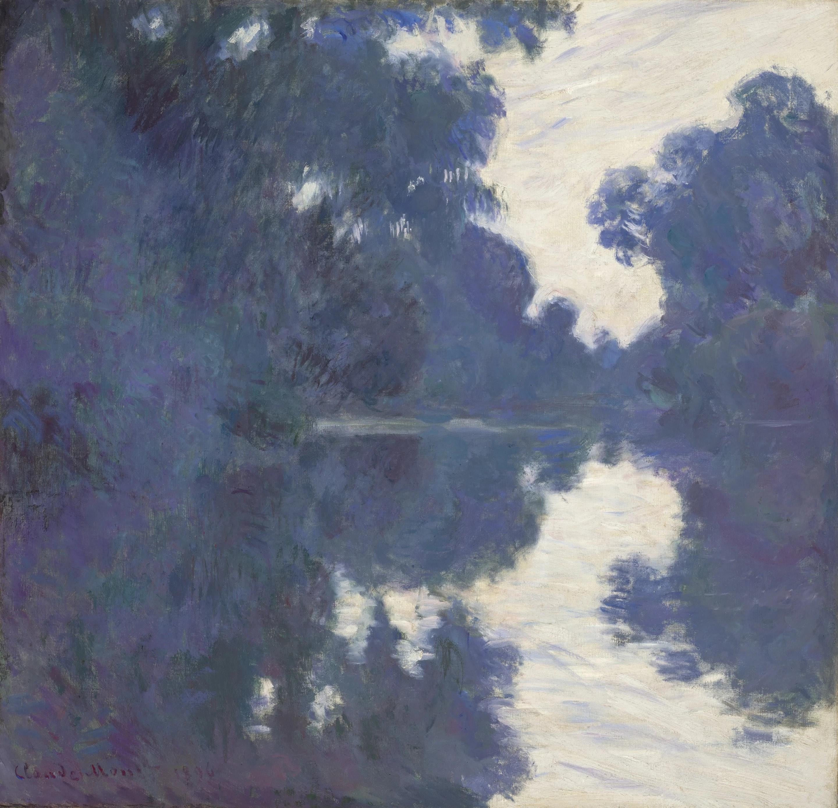 Monet Matinée sur la Seine Canvas Print: Hand-Textured, Golden Vintage Frame FOSHE ART