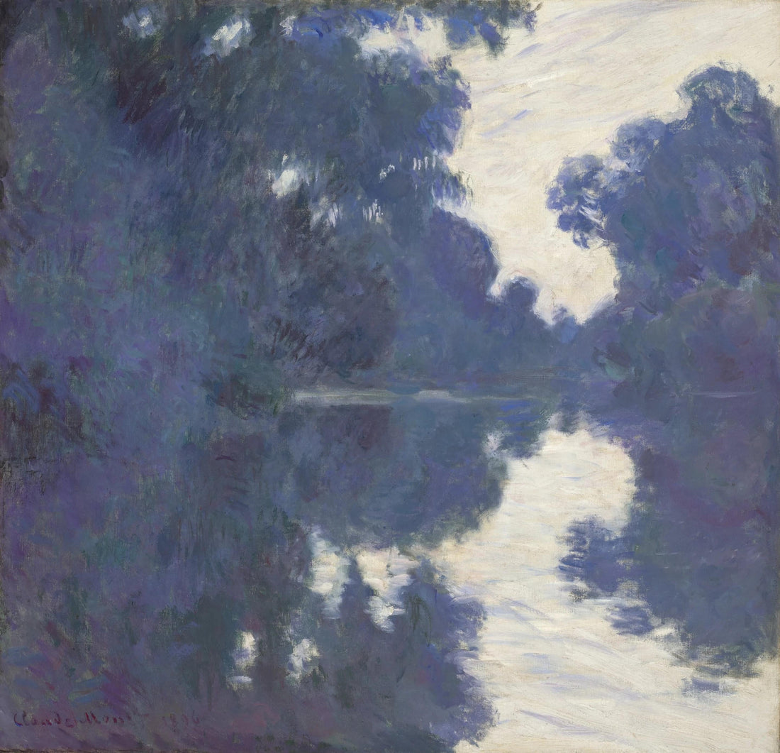 Monet Matinée sur la Seine Canvas Print: Hand-Textured, Golden Vintage Frame FOSHE ART