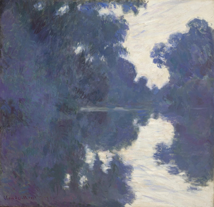 Monet Matinée sur la Seine Canvas Print: Hand-Textured, Golden Vintage Frame FOSHE ART