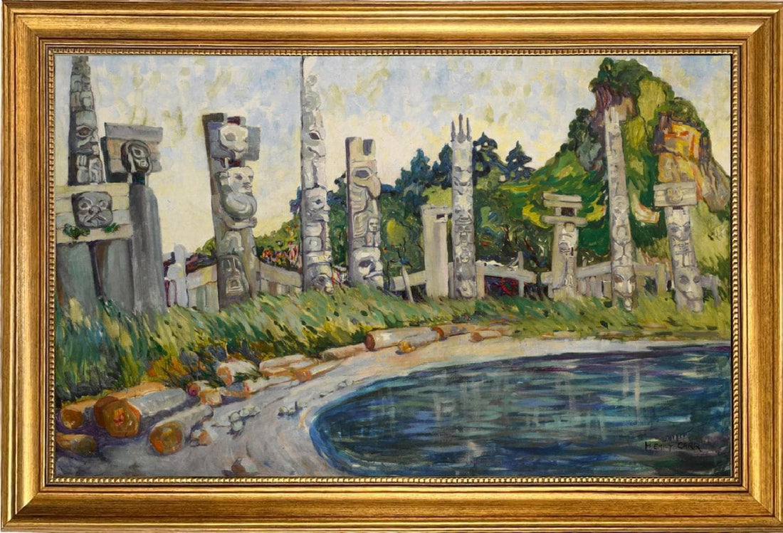 Skedans Canvas Print: Emily Carr, Vintage Gold Frame, Brush Stroke Texture FOSHE ART