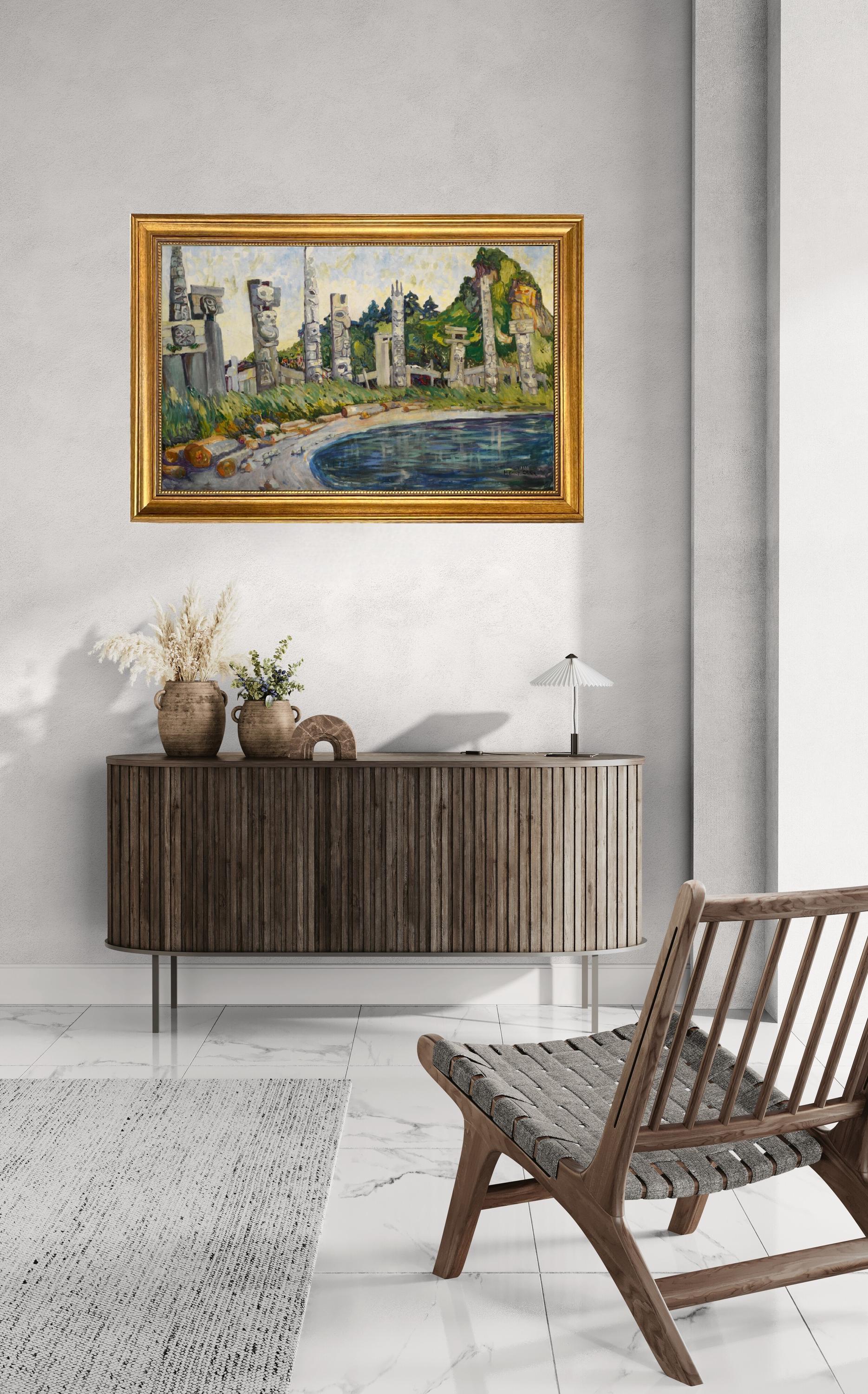 Skedans Canvas Print: Emily Carr, Vintage Gold Frame, Brush Stroke Texture FOSHE ART