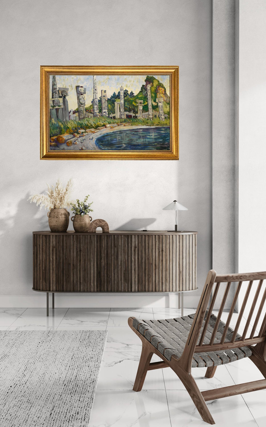 Skedans Canvas Print: Emily Carr, Vintage Gold Frame, Brush Stroke Texture FOSHE ART