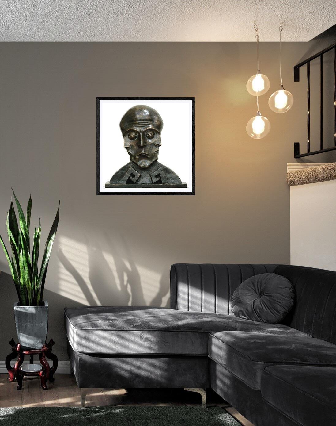 The Sphinx - The mystery by Boleslaw Biegas, Art Deco Print | Hand-Finished Framed Canvas FOSHE ART