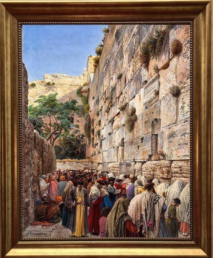 Wester Wall by Gustav Bauernfeindi, Canvas Print with Hand-Finished Brush Strokes, Vintage Golden Frame, FOSHE ART