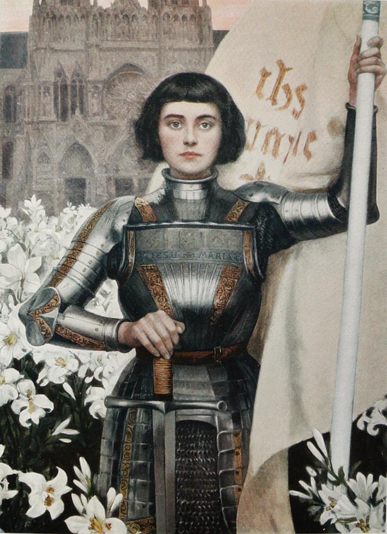 Jeanne D'Arc painting by Albert Lynch, Framed Canvas Art Print with Brush strokes FOSHE ART