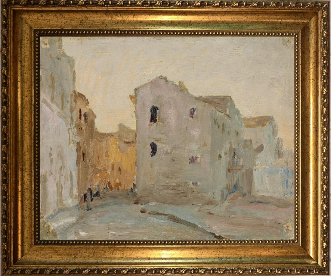 Syracuse Italy Cityscape Art Print, Gold Frame, Vintage Style FOSHE ART