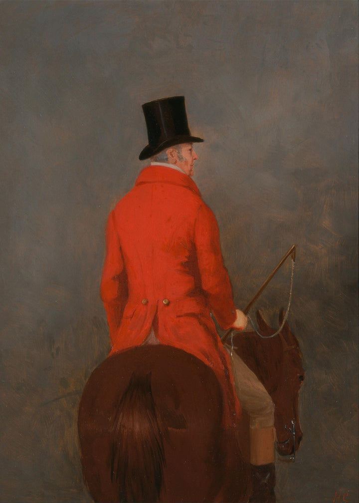 Vintage Gentleman on Horseback Framed Canvas Art Print with Brush strokes FOSHE ART